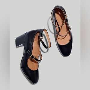 Madewell The Maddie Heeled Mary Jane in Leather NH876